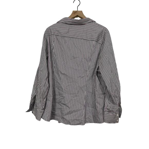 Lane Bryant Womens White Black Purple Gray Striped Button Down Shirt Size 28 - Picture 3 of 3